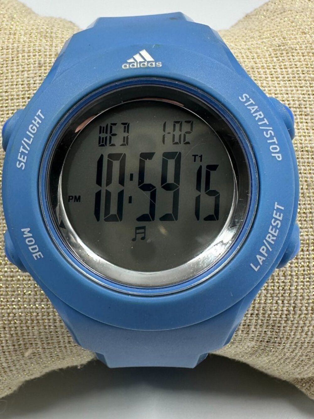 Adidas Digital Watch Men Blue Round 41MM Backlight ADP3216 New Battery